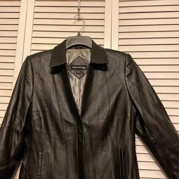 Valerie Stevens Black Leather Zip Jacket Size P M - Picture 3 of 8